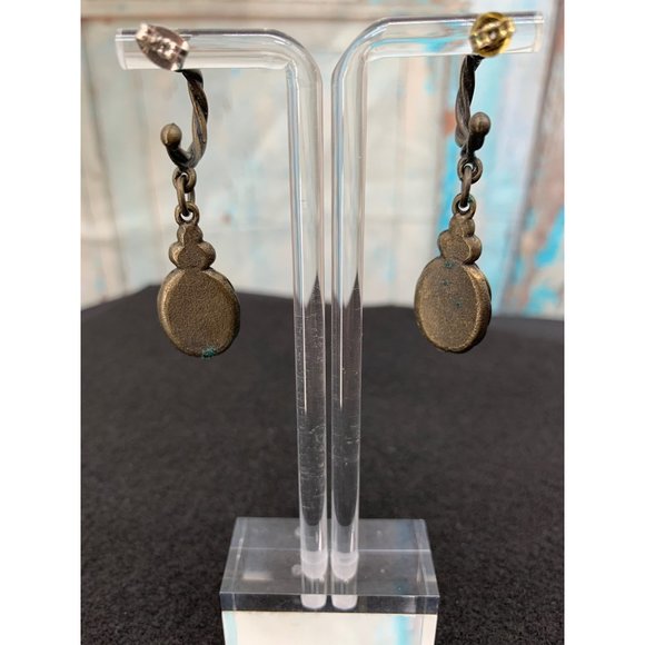 Red Coral Half Hoop, Post Style Earrings (pair)   Red, Metal   Metal, Red Coral - Picture 3 of 6